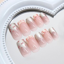 MISS MUMU Nail Tips, 24 Pieces, Nail Tips, Short, Spring, Summer, Simple, Cute, Stylish, Popular, Nail Seal, Bride Nails, Glossy False Nails, Coming of Age of Coming of Age Ceremonies, Weddings