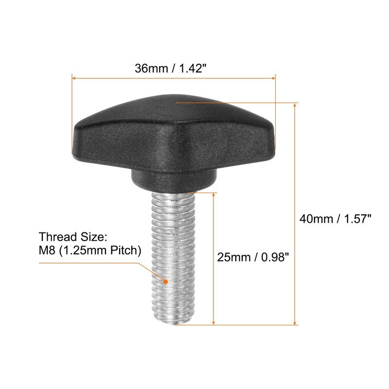 sourcing map 4pcs Tee Wing Knobs Thumb Screws M8 x