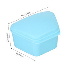 minkissy 4pcs Leak Denture Container with Trapezoid Design Portable Retainer Soak Case for Travel and Daily Use Lightweight Blue Organizer for Secure Denture Storage