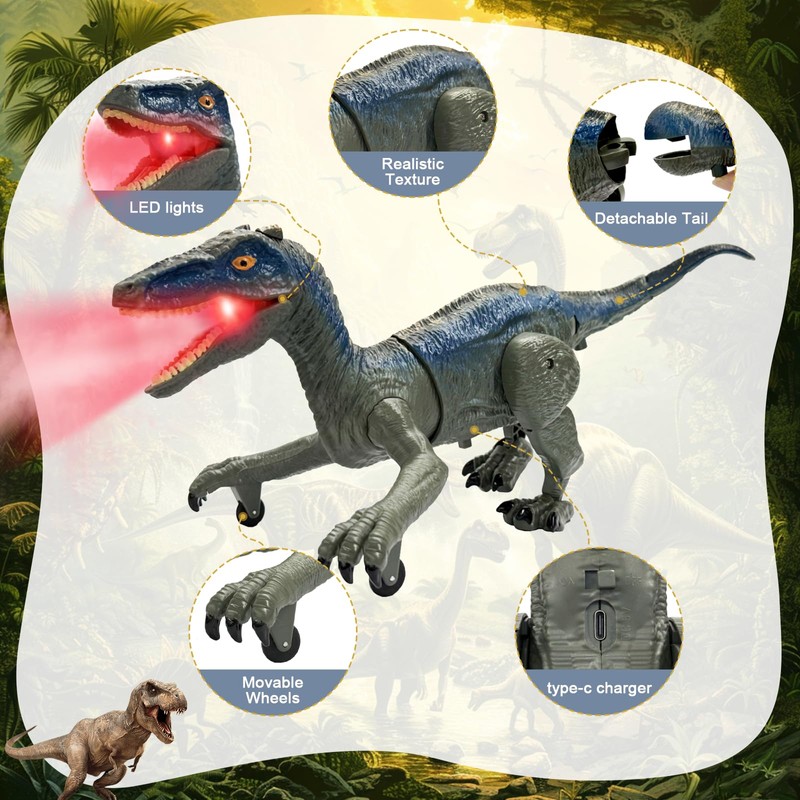 Remote Control Velociraptor, Dinosaur Toy for Kids 4-12