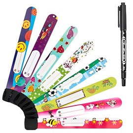 Emergency Bracelet for Children, Pack of 8 SOS Wristbands with 1 Marker Pen, ID Bracelet, Children's Name Bracelet, Waterproof, Reusable for Boys, Girls & Toddler Baby