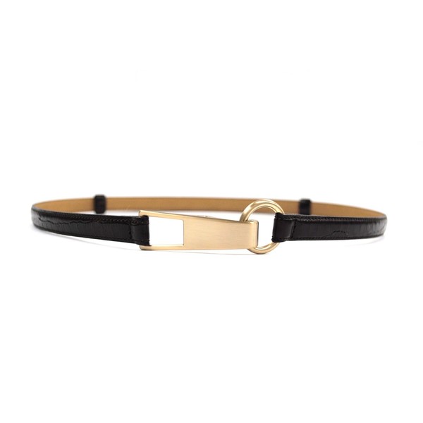 Bell Label Women's Belt, Cowhide Leather, Embossed Croco Pattern, Slide