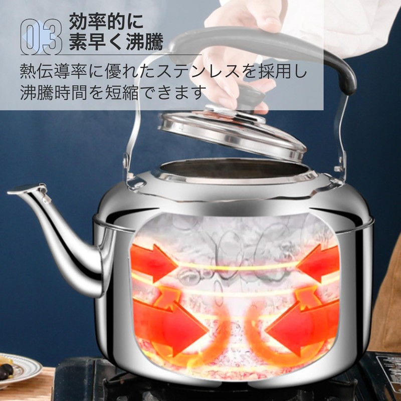 Asdays Kettle, 4 Liter, Gas & Fire, Compatible with All