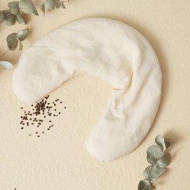 Bucky Linen Hot & Cold Neck Pillow, Natural Buckwheat Filling, Cream, 25x6.5-inch