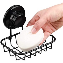 ARCCI Soap Dish with Suction Cup Soap Holder for Shower Bathroom for Shower, Bathtub and Kitchen Sink - Stainless Steel (Black)