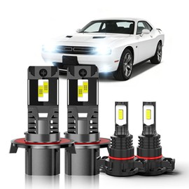 PCKXAZL For Dodge Challenger 2011 2012 2013 2014 Hi-Low Beam and Fog Light Bulbs,6000K White,800% Brighter Lightness,Plug and Play,60,000+ Hours Lifespan(Pack of 4)