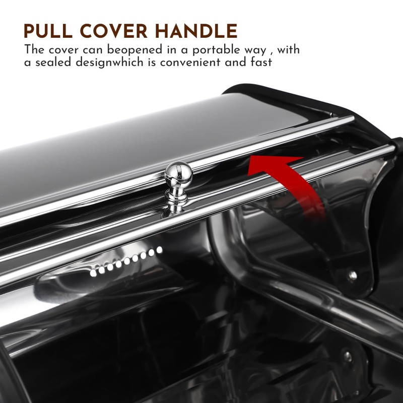 PRETYZOOM Stainless Steel Bread Storage Box Large Capacity Roll Top