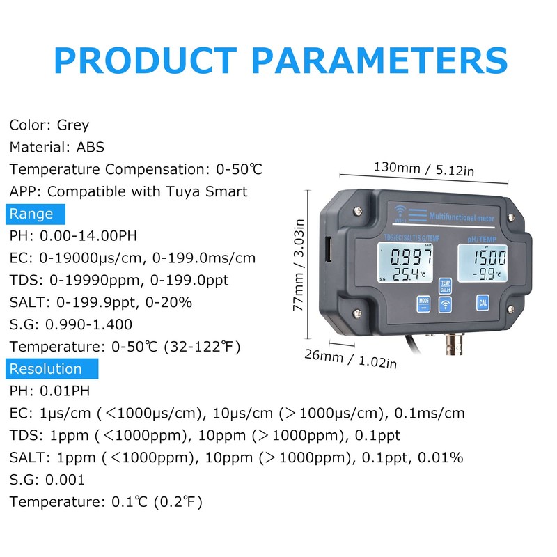 REFENG WiFi Digital Water Quality Tester, Wall Mounted 6 in