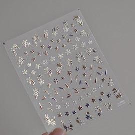 1 Sheet Spring Flowers Nail Stickers, Leaves Floral Nail Decals, 5D Embossed Self-Adhesive Nail Design Stickers for Women DIY Brown Blue Flowers Leaves Manicure Art Supplies