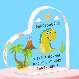 QMVMV Funny Daddysaurus Gifts Daddy Acrylic Plaque from Daughter Son Christmas Birthday Thanksgiving Father's Day Gifts for Daddy