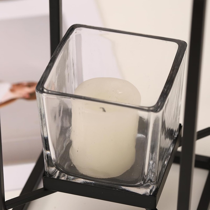 PYSYY Set of Candlestick Holders in Two Sizes, Versatile Square