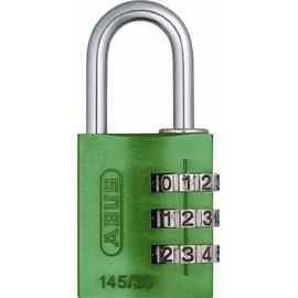 ABUS 145/30 C Aluminum Resettable Combination Padlock, 3 Dial, Green