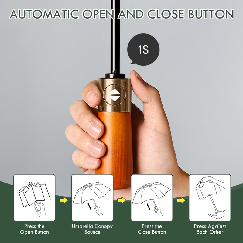 Foldable Umbrella, Open-Close Automatic Pocket Umbrella, Lightweight Design, Windproof and