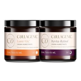 Collagenic 2 Pack Cremas Faciales Día y Noche, Presentación en 2 Piezas | Fórmula con vitamina C, colágeno hidrolizado y retinol de 2 Piezas. Uso cosm