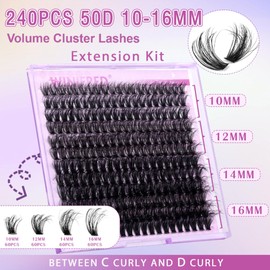 Lash Extension Kit Lash Clusters Thick Individual Lashes 10-16mm Eyelashes Extension Kit 50D Wispy Mink Lash Kit Cluster Lashes with Lash Bond and Seal by Winifred