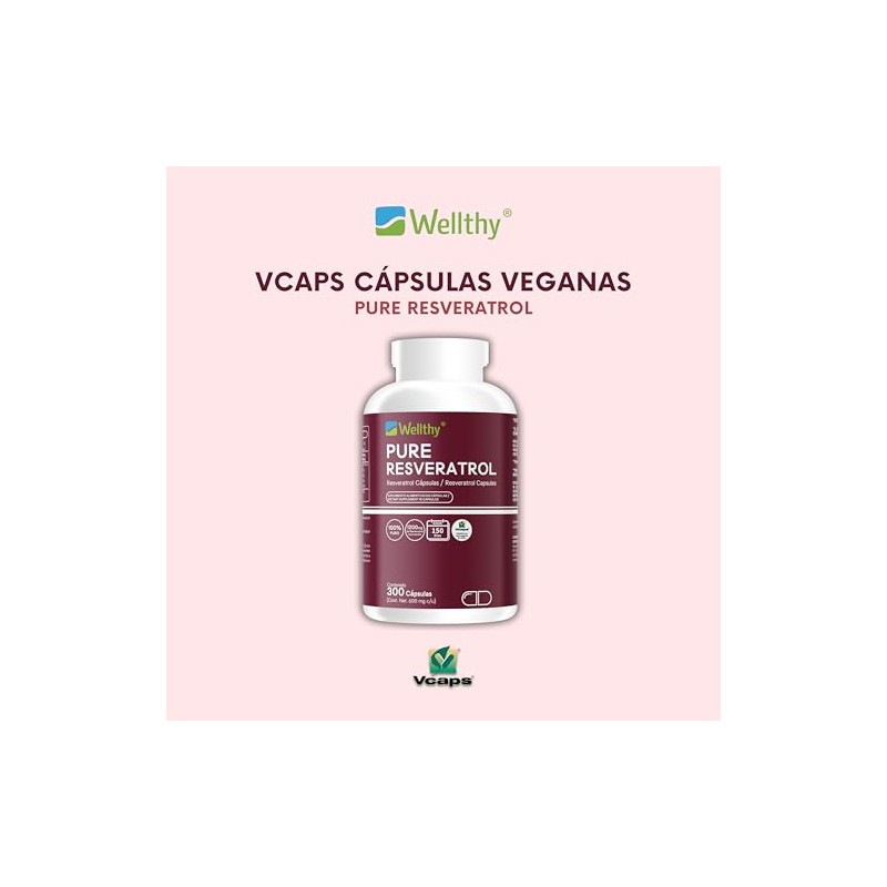 Wellthy Pure Resveratrol 300 Cápsulas 1200mg Por Porción 150 Porciones