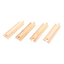 Bigjigs Rail Medium Straights (Pack of 4) - Other Major Wooden Rail Brands are Compatible