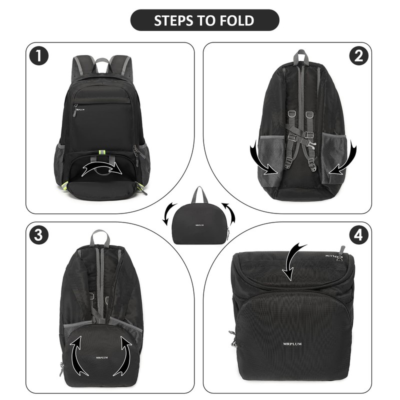 MRPLUM 25L-30L Rucksack Foldable Ultralight Packable Backpack, Unisex Durable Handy
