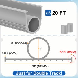 MYFAMIREA Garage Door Bottom Seals Rubber 20FT Weather Stripping Weatherproof Seal Replacement Strip Kit with 5/16" T Ends & 2 End Plugs, Universal U+O Ring Buffering Sealing for Double Track, Gray