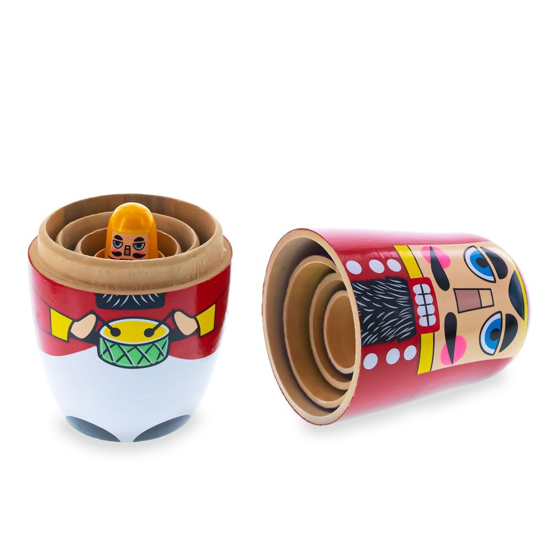 BestPysanky Set of 5 Nutcrackers Wooden Nesting Dolls 5.5 Inches