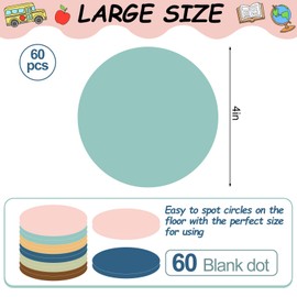 JarThenaAMCS 60Pcs 4 Inch Boho Dry Erase Dots Removable Circle Spots Paper Stickers Vinyl Stickers Dots for Classroom Whiteboard Wall Desk Decoration