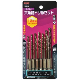 Ichinen Access RELIEF Ironwork Drill Hex Shaft Drill Set Cobalt High Speed Steel 26026 0.08 - 0.2 inches (2.0 - 5.0 mm) Set of 13