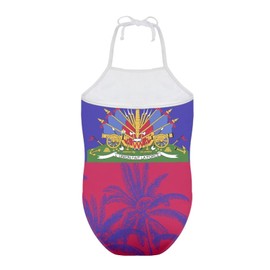 Spowatriy - Traje de baño de una pieza para niñas, traje de baño de playa para niños pequeños con tirantes halter, para 1 a 10 años, Bandera haitiana, 7-8 Años