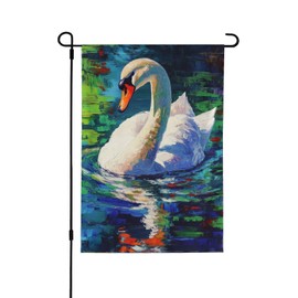 Swan Garden Flag 12x18 Inch Double Sided All-Weather Polyester Outdoor Flag For Patio Lawn Yard And Garden Welcome Decor