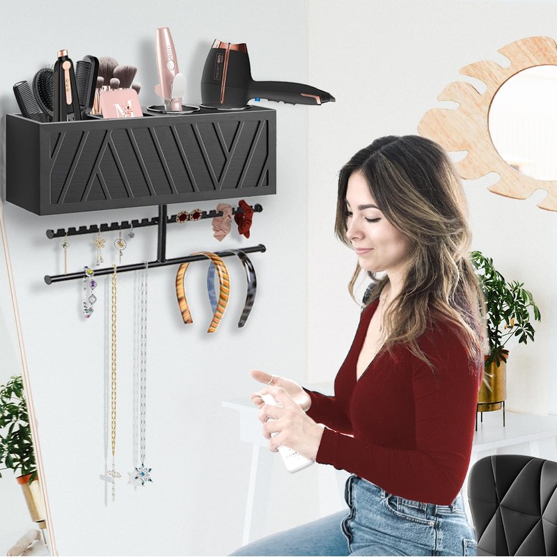 Rustic Hair Dryer Holder Wall Mounted,Hair Styling Tools & Accessories