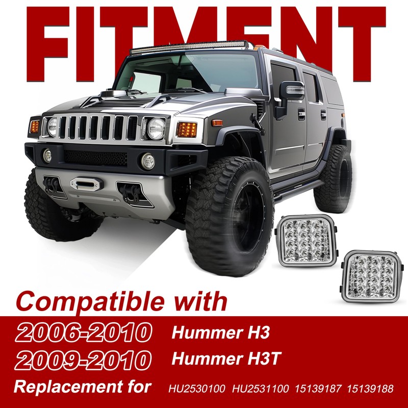 HECASA Pair LED Turn Signal Light Compatible with 2006-2010 Hummer
