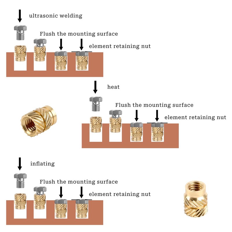 120PCS 3D Printing Brass Nuts M3x4x5mm Threaded Insert Knurled Brass