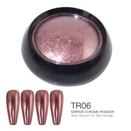 Chrome Nail Powder Metallic Mirror Effect Shiny Glitter Nail Art Decoration Manicure Rubbing Iridescent Pigment Dust Resin Craft 0.5g Jar - Rose Gold Color