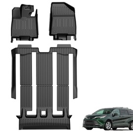 2021-2025 Sienna Floor Mats 7-Seat Compatible with Toyota Sienna (without Vacuum & Fridge Box) - Custom Fit TPE 3 Row Floor Liners - All Weather Floor Mats for Toyota Sienna Accessories 2021-2024 2025