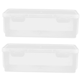GANAZONO 2pcs Plastic Storage Box Set Medium Classroom Storage Containers for Desk Organization Makeup Hair Clips and Stationery Versatile Lidded Design for Home and Office Use