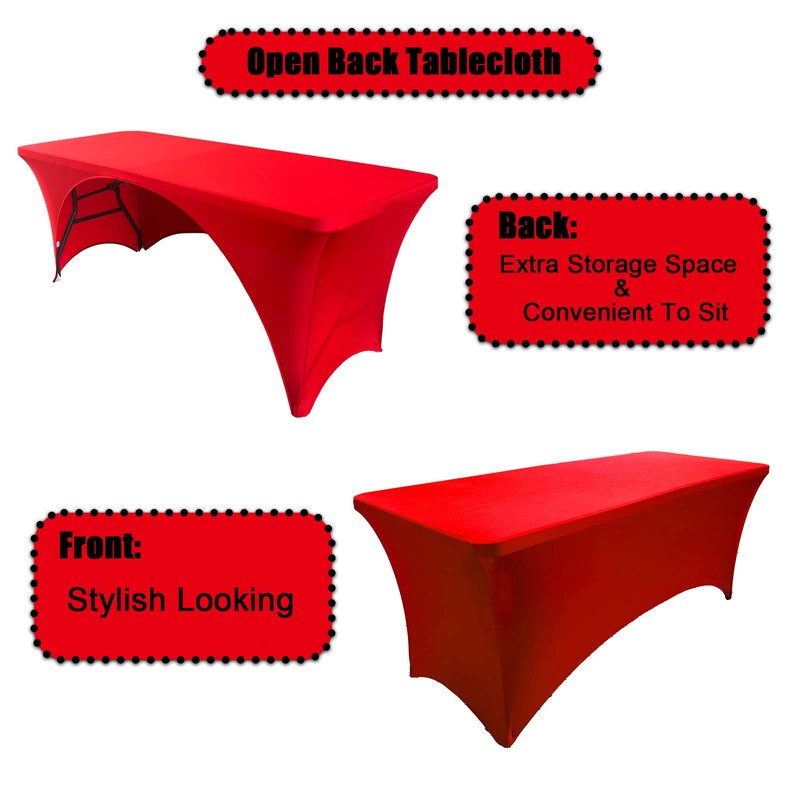 Dololoo Stretchable Tablecloths 6ft for Rectangle Tables with Open Back,