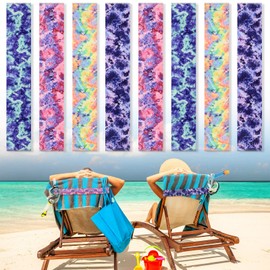 8 Pack Towel Bands for Beach Chairs Cruise Towel Clips for Lounge Beach Pool Chairs Towel Strap Holder Elastic Windproof Beach Accessories for Summer (Elegant Style,15.75 x 1.97 Inch)