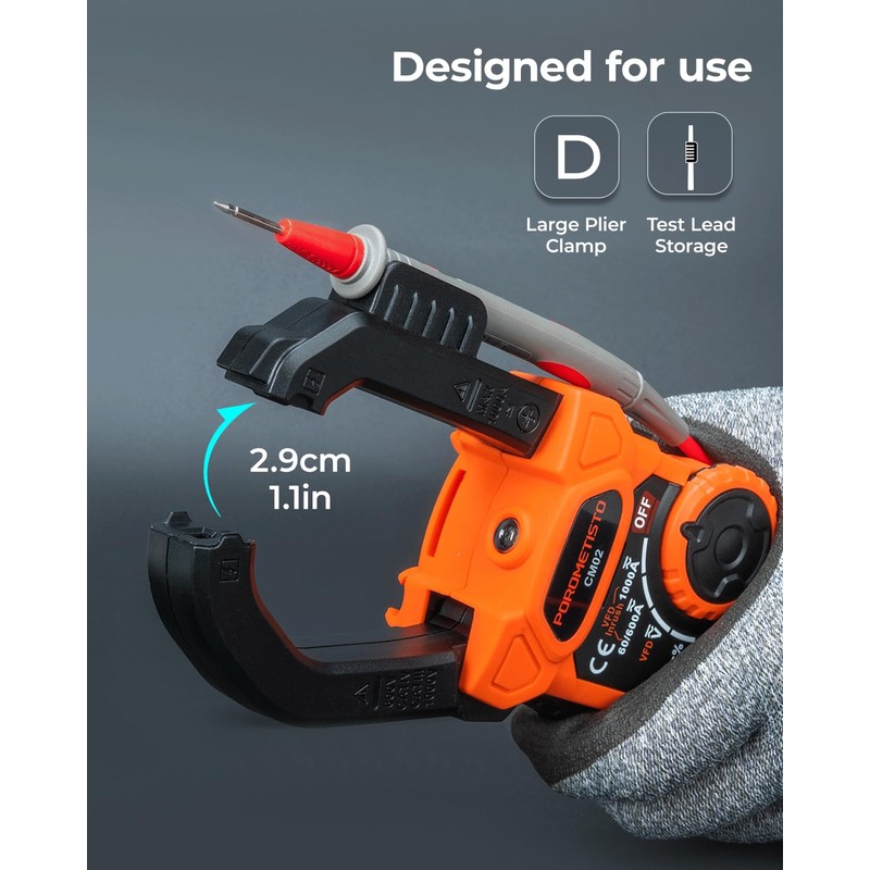Clamp Meter POROMETISTO Digital Inrush Clamp Multimeter 1000A TRMS 6000