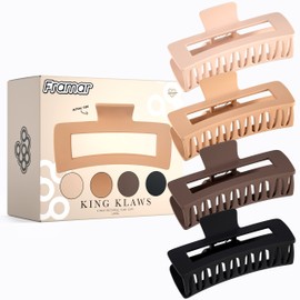 FRAMAR Big Claw Clips For Thick Hair – Extra Large Claw Clip For Thick Hair, Large Hair Claw Clips For Thick Hair, Hair Clips For Women, Hair Accessories For Women, Pince a Cheveux - 4 Pack Neutral