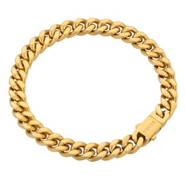 18K Real Gold Filled Stainless Steel Gold Bracelet, Durable No Color Fading 5mm 7mm Men’s Chain Bracelet