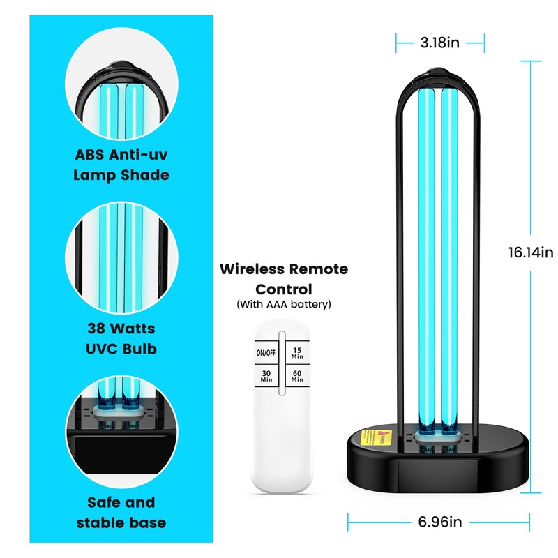ZETAWALE UV Light Sanitizer, Ultraviolet Lamp with Remote Control for
