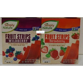 Simply Nature NON-GMO Fruit Stripe Strawberry & Wildberry 21 Strips Value Pack 10.5oz 294g (Two Boxes)