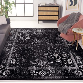 SAFAVIEH Adirondack Collection Area Rug - 6' x 9', Black & Ivory, Oriental Distressed Design, Non-Shedding & Easy Care, Ideal for High Traffic Areas in Living Room, Bedroom (ADR109Z)