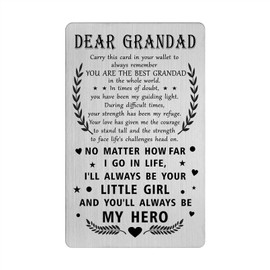 Fathers Day Card for Grandad from Granddaughter - Best Grandad Ever Gifts - Grandad Birthday Wallet Card from Granddaughter