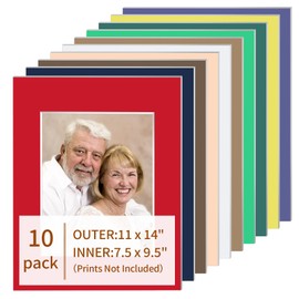 yeestone 10 Pack Picture Frame Mats, 11x14 Matted to 8x10 Photo Mats, Acid Free Picture Matting for Pictures Photos Watercolor Artwork(Mixed Color)
