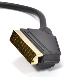 Scart Cable 21 pins connected Black Lead Gold Connectors 1.5m