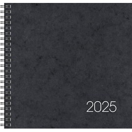 BRUNNEN Book Calendar Model 766 (2025), 2 Pages = 1 Week, 210 × 205 mm, 144 Pages, Cardboard Cover, Black