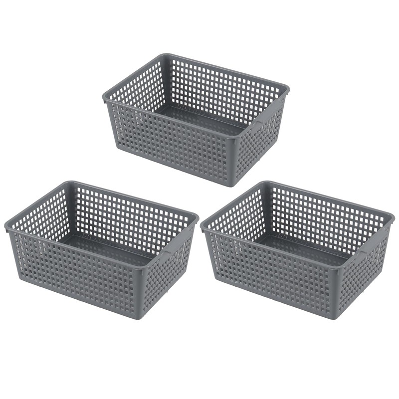 Afromy 3 Pack Plastic Kitchen Storage Baskets, Rectangle Basket Set