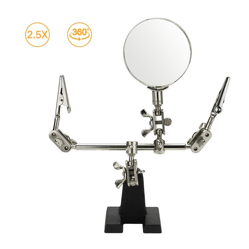 AORAEM Helping Hands Magnifier with Dual Adjustable Alligator Clips in