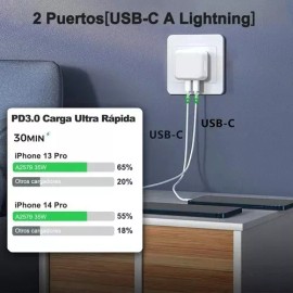Hismaho Cargador 35w Carga Rapida Tipo C Lightning Eliminador Cable