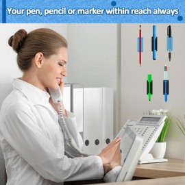 BOBOKA 20Pcs Pencil Holder for Desk, Adhesive Pen Holder for Classroom Clipboard Attachment, Silicone Pencil Holder & Marker Holder for School Office Desk Accessories, Teacher Supplies